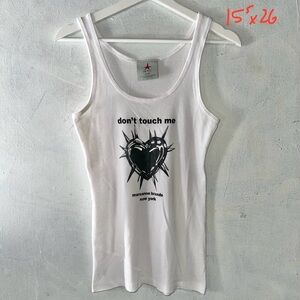 15.5x26  Marsanne Tank Top Don’t Touch Me Heart White